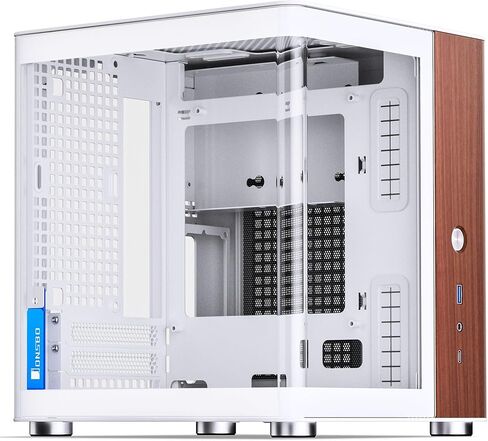 حافظة Jonsbo TK-0 Mini ITX بيضاء - حافظة ITX مع زجاج مقسى، هيكل خشبي صغير للكمبيوتر الشخصي، حافظة SFF لبطاقات الرسومات حتى 230 مم، USB C على اللوحة الأمامية، دوران 90 درجة لوضع مرن in Kuwait