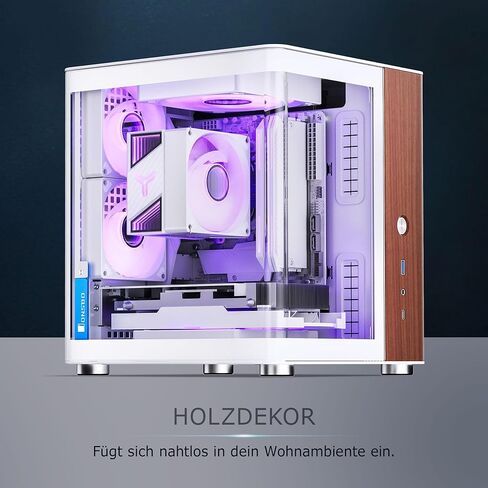 حافظة Jonsbo TK-0 Mini ITX بيضاء - حافظة ITX مع زجاج مقسى، هيكل خشبي صغير للكمبيوتر الشخصي، حافظة SFF لبطاقات الرسومات حتى 230 مم، USB C على اللوحة الأمامية، دوران 90 درجة لوضع مرن in Kuwait