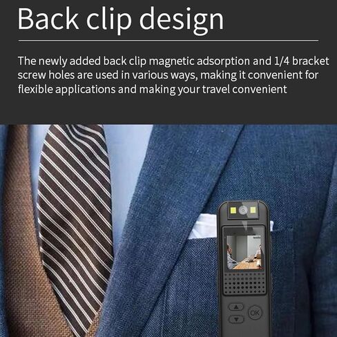 Body Camera, 1080P HD Waterproof Shock Proof Clip On Pocket Body Worn Cam with 180 Degree Rotatable Lens for Outdoor Sports, (Memory Card Noe Included) in Kuwait