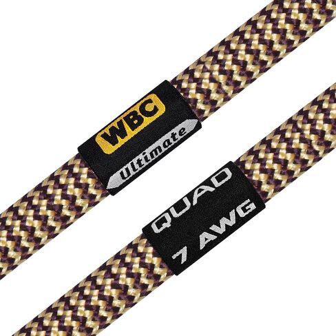 WORLDS BEST CABLES 25 Foot Ultimate - 7 AWG - Ultra-Pure OFC – Extra Premium Audiophile HiFi Bi-Wire Speaker Cable Pair with Eminence Gold Banana Plugs & TnBrwn Tweed Jacket in Kuwait