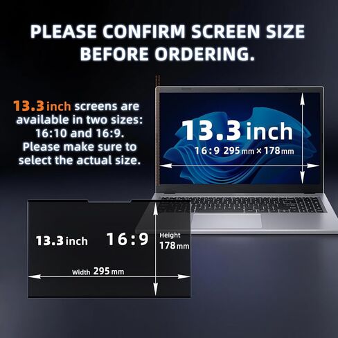 Nano-Adsorption Laptop Privacy Screen 13.3 inch 16:9, Removable Laptop Privacy Screen Protector, Anti Glare Blue Light Touchscreen compatible, Computer Private Filter in Kuwait