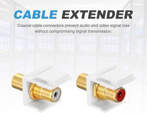 MECCANIXITY 10 Pcs RCA Coaxial Cable Connector,RG6 Female to Female Wall Plate Key-Stone Jack Insert Cable Extender for Wall Plate and Patch Panel Outlet Panel Mount, Gold in Kuwait