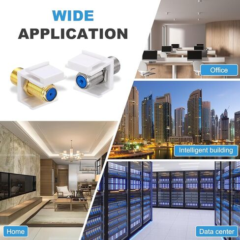 MECCANIXITY 10 Pcs RCA Coaxial Cable Connector,RG6 Female to Female Wall Plate Key-Stone Jack Insert Cable Extender for Wall Plate and Patch Panel Outlet Panel Mount, Gold in Kuwait