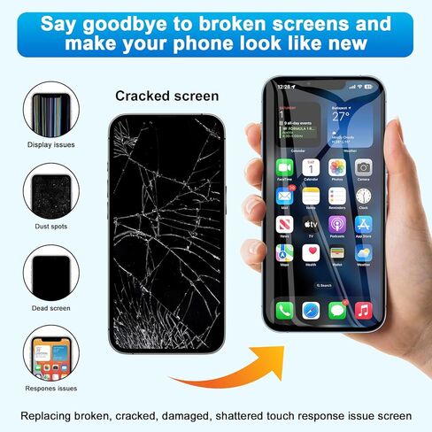 استبدال شاشة iPhone 11 Pro LCD مقاس 5.8 بوصة - مجموعة محول رقمي لشاشة تعمل باللمس ثلاثية الأبعاد مع مجموعة أدوات إصلاح كاملة، متوافقة تمامًا مع موديلات iPhone 11 Pro (A2160، A2215، A2217) in Kuwait
