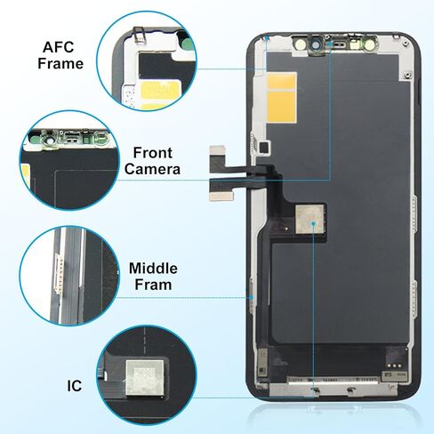 استبدال شاشة iPhone 11 Pro LCD مقاس 5.8 بوصة - مجموعة محول رقمي لشاشة تعمل باللمس ثلاثية الأبعاد مع مجموعة أدوات إصلاح كاملة، متوافقة تمامًا مع موديلات iPhone 11 Pro (A2160، A2215، A2217) in Kuwait