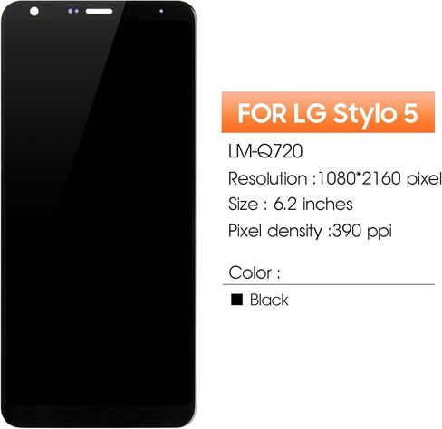 شاشة بديلة لشاشة LG Stylo 5 لشاشة LG Stylus 5 LCD Q720 LM-Q720CS Q720MS أجزاء إصلاح مجموعة التحويل الرقمي التي تعمل باللمس (أسود) in Kuwait