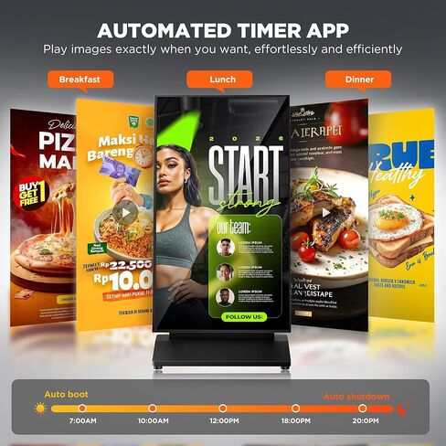 43 Inch Digital Signage Display, 4K 800 Nits UHD Full Screen LCD Advertising Kiosk, Portable Floor Standing Auto AD Player Android14 App-Based Control with USB/HDMI/WiFi in Kuwait