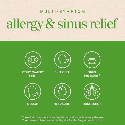 Nature's Way Umcka Allergy+Sinus Homeopathic, Sneezing, Runny Nose, Congestion, and Sinus Pressure**, Phenylephrine Free, Non-Drowsy, Cherry Flavored, 20 Chewable Tablets in Saudi Arabia