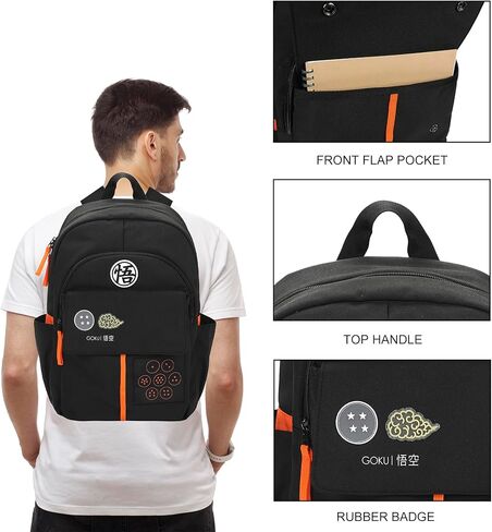 حقيبة ظهر Bioworld Dragon Ball Z Goku Symps Black مقاس 17.5 بوصة للكبار in Kuwait