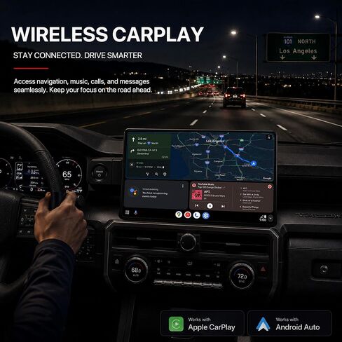 ستيريو سيارة 14.6 بوصة Android 14 لسيارة Toyota Tacoma 2024-2026، مناسب لسيارة Tacoma 4GB+64GB 1920 * 1080 HD شاشة تحكم مركزية راديو السيارة، تشغيل لاسلكي وAndroid Auto، ملاحة GPS، بلوتوث BT/FM/AM in Kuwait