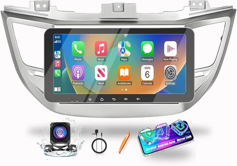 Kunfine CarPlay Android Auto Navigation Stereo GPS Radio Camera Display 10.33" QLED Touchscreen Headunit Tablet Pad Media Player for Hyundai Tucson 2015-2018 LHD، إذا كان ذلك ممكنًا، ثماني النواة 4G+64G فضي in Kuwait