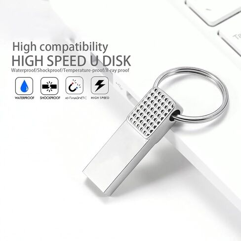 محرك فلاش USB سعة 128 جيجابايت مع محول من النوع C، محرك قلم USB 2.0 عالي السرعة، شريحة ذاكرة تخزين صغيرة للهاتف/الوسادة/الكمبيوتر الشخصي/الكمبيوتر المحمول - (فضي 128 جيجابايت) in Kuwait