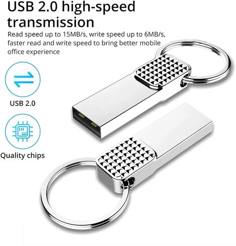 محرك فلاش USB سعة 128 جيجابايت مع محول من النوع C، محرك قلم USB 2.0 عالي السرعة، شريحة ذاكرة تخزين صغيرة للهاتف/الوسادة/الكمبيوتر الشخصي/الكمبيوتر المحمول - (فضي 128 جيجابايت) in Kuwait
