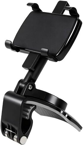 Universal Car Phone Holder Mount, 360 Degrees Rotation ABS Car Dashboard Clip Mount, Multifunctional Vehicle Interior Rearview Mirror Cell Phone Stand for 3 to 7 inch Smartphones (1PC) in Kuwait