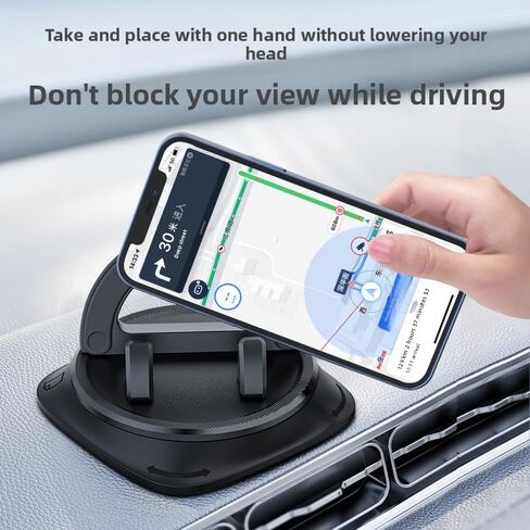 حامل هاتف للسيارة يدور 360 درجة، بدون كتلة تهوية، حامل هاتف جل نانو مضاد للانزلاق للسيارة، تشغيل بيد واحدة بدون استخدام اليدين، متوافق مع iPhone Samsung جميع الهواتف الذكية (Blcak) in Kuwait