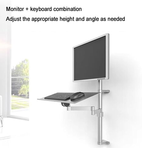 Monitor Arm Desk Mount for 17-27 Inch Screens, Full-Motion Adjustable Arm, Load Capacity 10Kg, Height Adjustable with Keyboard Tray, Ergonomic Sit-Stand Workstation in Kuwait