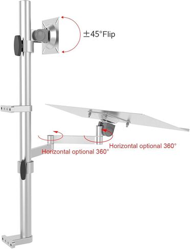 Monitor Arm Desk Mount for 17-27 Inch Screens, Full-Motion Adjustable Arm, Load Capacity 10Kg, Height Adjustable with Keyboard Tray, Ergonomic Sit-Stand Workstation in Kuwait