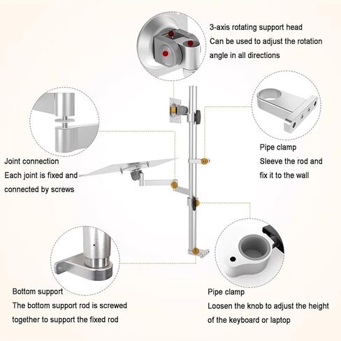 Monitor Arm Desk Mount for 17-27 Inch Screens, Full-Motion Adjustable Arm, Load Capacity 10Kg, Height Adjustable with Keyboard Tray, Ergonomic Sit-Stand Workstation in Kuwait