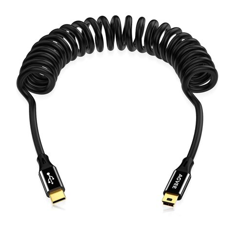 AGVEE 3ft Coiled USB-C to Mini USB Cable, [USB-IF Certified] Charger Charging Data Sync Cord for TI-84, Garmin GPS, Go-Pro Hero 4 3 2 HD, PS3 Controller, Canon Nikon Camera, Blue Yeti, Red in Kuwait