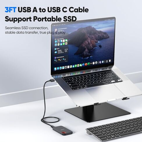 كابل نقل البيانات USB إلى النوع C 3 أقدام 2 حزمة، 10 جيجابت في الثانية USB C 3.2 Gen 2 سلك نقل عالي السرعة، USB-A إلى USB-C 3A كابلات شحن سريعة لأجهزة SSD المحمولة Android Auto iPhone 17/16/15، Galaxy S25/24 in Kuwait