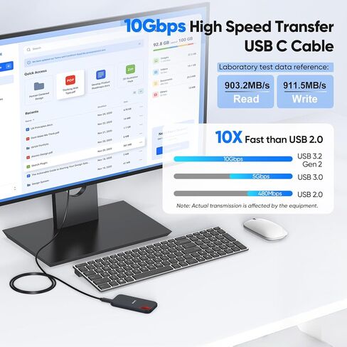 Data Transfer Cable USB to Type C 3ft 2 Pack, 10Gbps USB C 3.2 Gen 2 High Speed Transfer Cord, USB-A to USB-C 3A Fast Charging Cables for Protable SSD Android Auto iPhone 17/16/15, Galaxy S25/24 in Kuwait
