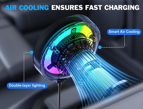 25W MagSafe Compatible Car Mount Charger with Air-Cooled, 3500gf Magnetic Phone Holder for iPhone and Android, Dash Air Vent with Rainbow Ambient Light Valentines Day Gifts in Kuwait