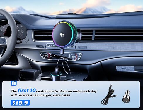 25W MagSafe Compatible Car Mount Charger with Air-Cooled, 3500gf Magnetic Phone Holder for iPhone and Android, Dash Air Vent with Rainbow Ambient Light Valentines Day Gifts in Kuwait