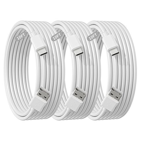 سلك شاحن iPhone 17 3 حزم كابل Apple USB C شحن سريع من النوع C شاحن كابل USB A إلى C بطول 10 أقدام متوافق مع iPhone 17e/17 ProMax/Air/16/16e/15/15 Plus، iPad Mini/Pro/Air، AirPods Pro 2/3/Max in Kuwait