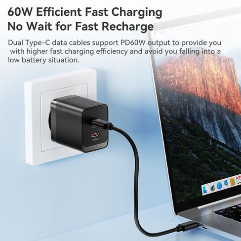 Data Cable Set 60W Fast Charging, 5-in-1 USB-C to USB-C, with Storage Case and Phone Stand, Suitable for iPhone USB-C (White) in Kuwait