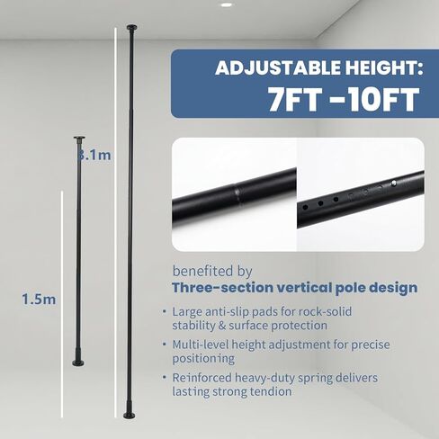 Kate Backdrop Holder 10x10ft Black Backdrop Support Kit Stand Varipole Support System (Pair) Equipped with Clamp-Mounted U-Shaped Hook and Telescopic Crossbar in Kuwait