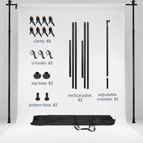 Kate Backdrop Holder 10x10ft Black Backdrop Support Kit Stand Varipole Support System (Pair) Equipped with Clamp-Mounted U-Shaped Hook and Telescopic Crossbar in Kuwait