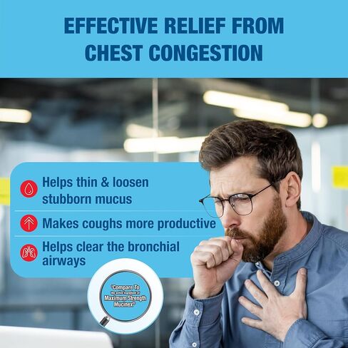 Ohm Guaifenesin Chest Congestion and Mucus Relief Extended-Release Tablets 600 mg 12-Hour Expectorant Caplet (60) in Saudi Arabia