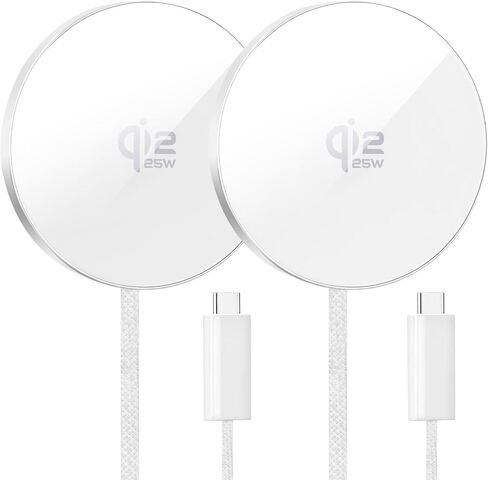 Magnetic Wireless Charger 2Pack 25W Qi2 for Magsafe Charger for iPhone 17/16/15/14/13/12Pro Max, Air pods 4-2Pro, Samsung Galaxy, Google Pixel, and More, Lightweight for Travel Home Office Desk(White) in Kuwait