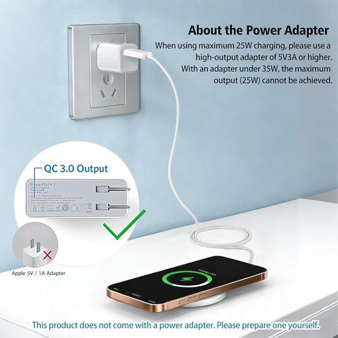Magnetic Wireless Charger 2Pack 25W Qi2 for Magsafe Charger for iPhone 17/16/15/14/13/12Pro Max, Air pods 4-2Pro, Samsung Galaxy, Google Pixel, and More, Lightweight for Travel Home Office Desk(White) in Kuwait