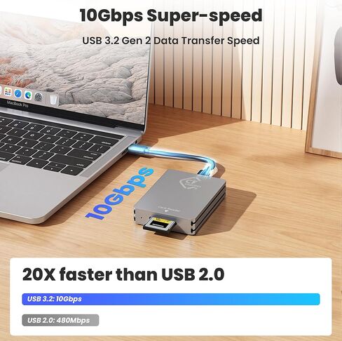 CFexpress Type B Card Reader - All-Aluminum 10Gbps USB 3.2 Gen 2, Professional CFexpress Type B Card Adapter with Superior Heat Dissipation, Compatible with iPhone 16/17, iPad, MacBook, PC, Android in Kuwait