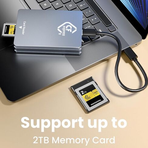 CFexpress Type B Card Reader - All-Aluminum 10Gbps USB 3.2 Gen 2, Professional CFexpress Type B Card Adapter with Superior Heat Dissipation, Compatible with iPhone 16/17, iPad, MacBook, PC, Android in Kuwait