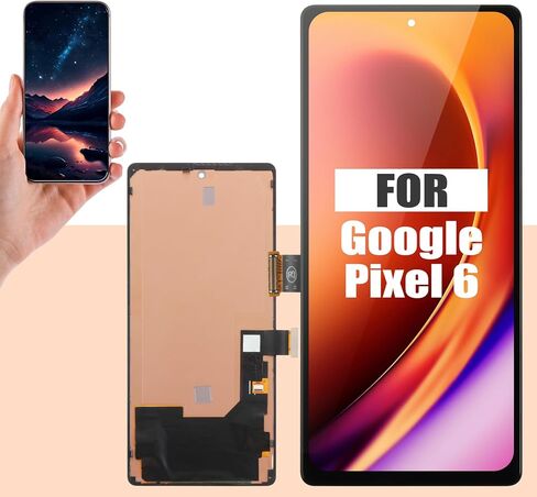 OLED Screen Replacement for Google Pixel 6 6.4", with in-Display Fingerprint Sensor Support, Full Assembly & Complete Repair Tool Kit for Google Pixel 6 GB7N6, G9S9B, G8VMU - Vivid Display in Kuwait