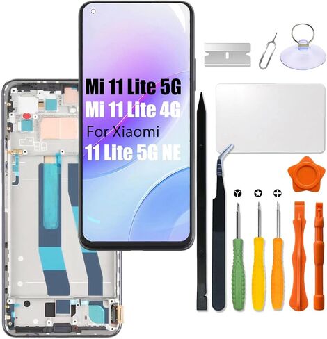 بديل لجهاز Xiaomi Mi 11 lite 5G | 11 لايت 4G | شاشة LCD 5G NE مع إطار لشاومي M2101K9AG M2101K9G 2109119DG LCD تعمل باللمس لوحة عرض محول الأرقام (أسود، وليس لـ Mi 11) in Kuwait