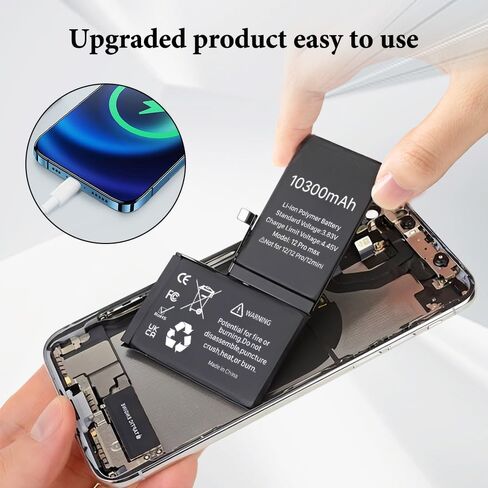 [10300mAh] Battery for iPhone 12 Pro Max, Upgraded Higher Capacity Battery Replacement for iPhone 12 Pro Max A2410 A2411 A2412 A2342 with Repair Tools Kit in Kuwait