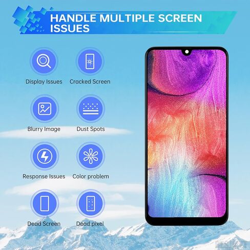 for Samsung Galaxy A50 Screen Replacement with Frame LCD Display Touch Digitizer Full Assembly and Side Button Ear Speaker Vibration Motor Glass Repair Tools Kit SM-A505U SM-A505U1 in Kuwait