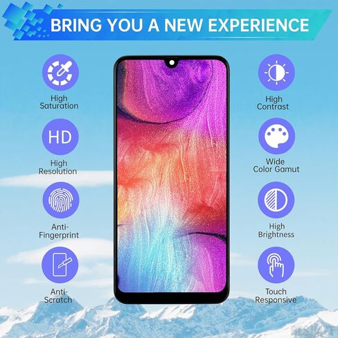 for Samsung Galaxy A50 Screen Replacement with Frame LCD Display Touch Digitizer Full Assembly and Side Button Ear Speaker Vibration Motor Glass Repair Tools Kit SM-A505U SM-A505U1 in Kuwait