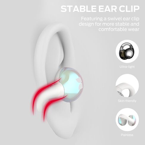 سماعات رأس Monster Open Ear AC600، سماعات أذن لاسلكية بلوتوث 5.4 مع ستيريو هاي فاي، سماعات أذن بمشبك مع مكالمة واضحة ENC، وقت تشغيل 21 ساعة، سماعات رأس لاسلكية مقاومة للماء IPX6 لممارسة الرياضة في الهواء الطلق in Kuwait