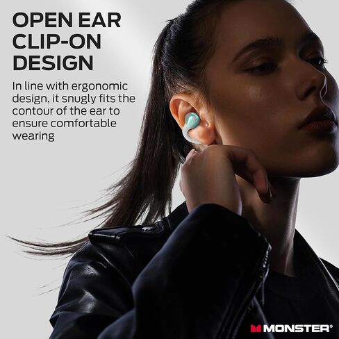 سماعات رأس Monster Open Ear AC600، سماعات أذن لاسلكية بلوتوث 5.4 مع ستيريو هاي فاي، سماعات أذن بمشبك مع مكالمة واضحة ENC، وقت تشغيل 21 ساعة، سماعات رأس لاسلكية مقاومة للماء IPX6 لممارسة الرياضة في الهواء الطلق in Kuwait