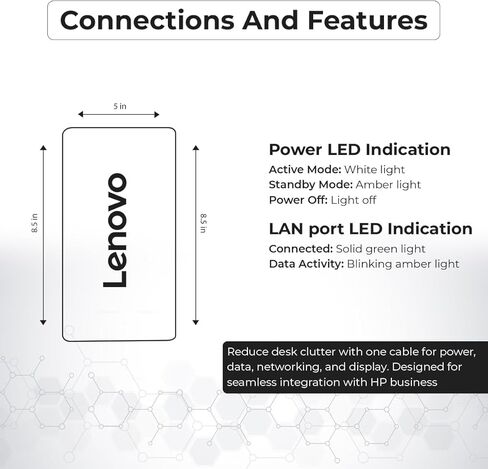 Lenovo 40BC0100US USB4 Smart Dock 5500 لأجهزة الكمبيوتر المحمولة مع محول 135 واط وHDMI ومنفذ DisplayPort وكابلات USB C وقماش - محطة إرساء in Kuwait