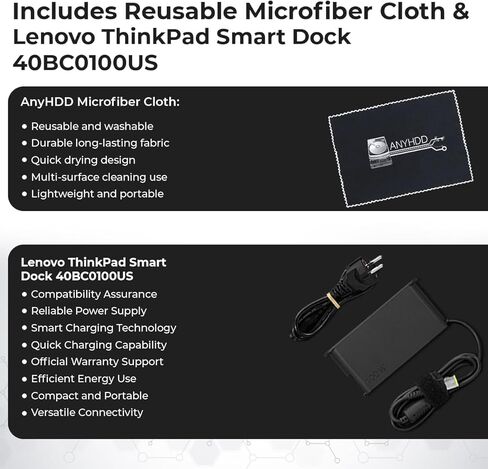 Lenovo 40BC0100US USB4 Smart Dock 5500 لأجهزة الكمبيوتر المحمولة مع محول 135 واط وHDMI ومنفذ DisplayPort وكابلات USB C وقماش - محطة إرساء in Kuwait