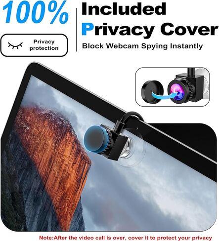 Eye Contact 1080P Webcam with Microphone Center Screen Webcam USB C/A for PC and Laptop, Middle Screen Camera Adjustable Focus, Center Cam for Windows/macOS 02 in Kuwait