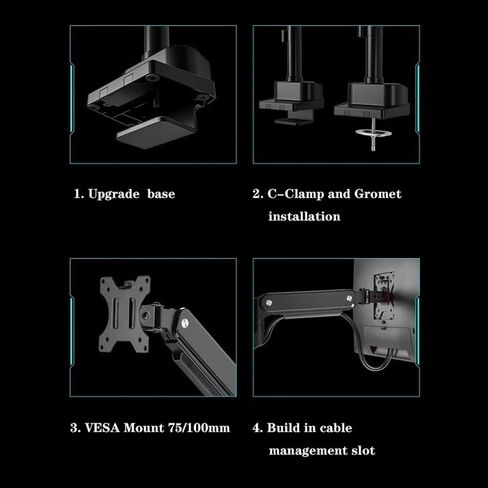 Adjustable Screen Mount,17-35 Inch Dual Monitor Mount, 2 Monitors Tilt/Swivel/Rotate, Hold Up to 24.2 Lbs Per Arm with 75/100 Mm Monitors Arm in Kuwait