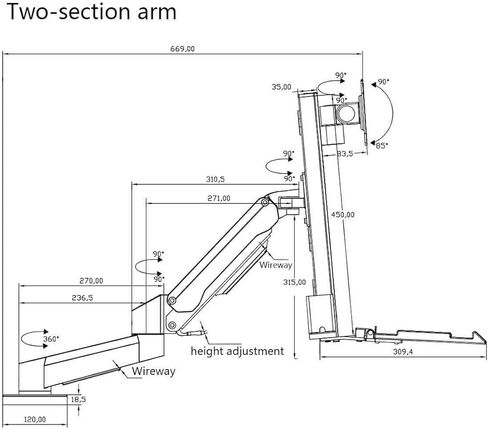Monitor Arms Dual Arm Clamping Table Monitor Stand with Engineering Tray Suitable for 15-32 Inches Desk Accessories in Kuwait
