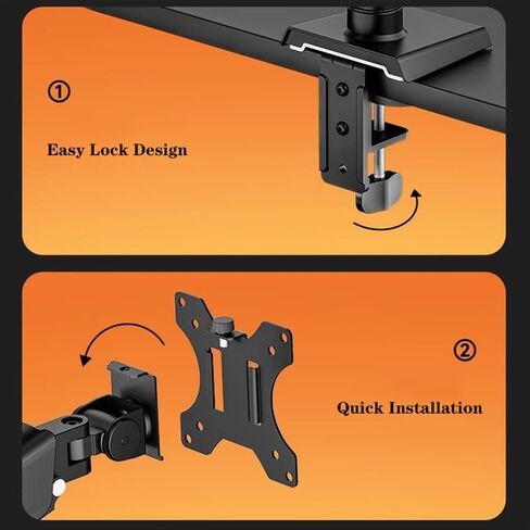 Aluminum Monitor Desk Stand, 17"-32" Single Monitor Arm Mount, Articulating Mechanical Spring Arm Holds Up to 19.8 Lbs, C-Clamp and Grommet Bases Monitors Arm in Kuwait