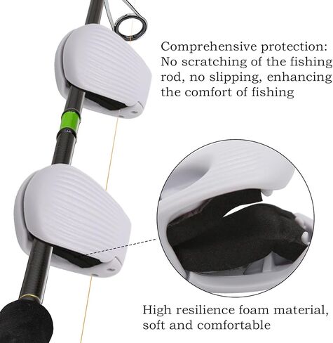 4Pcs Fishing Rod Clips Multi-Functional Fishing Rod Tie & Fixer, Portable Detachable Fixed Storage Organizer Suitable for Casting Rods, Spinning Bass & Fly Rods（Gray） in Kuwait